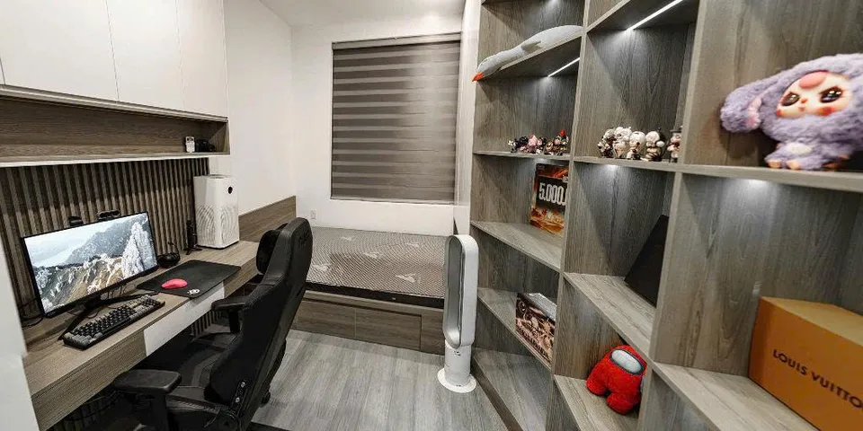 Phòng làm việc — hệ kệ gỗ hộc vuông