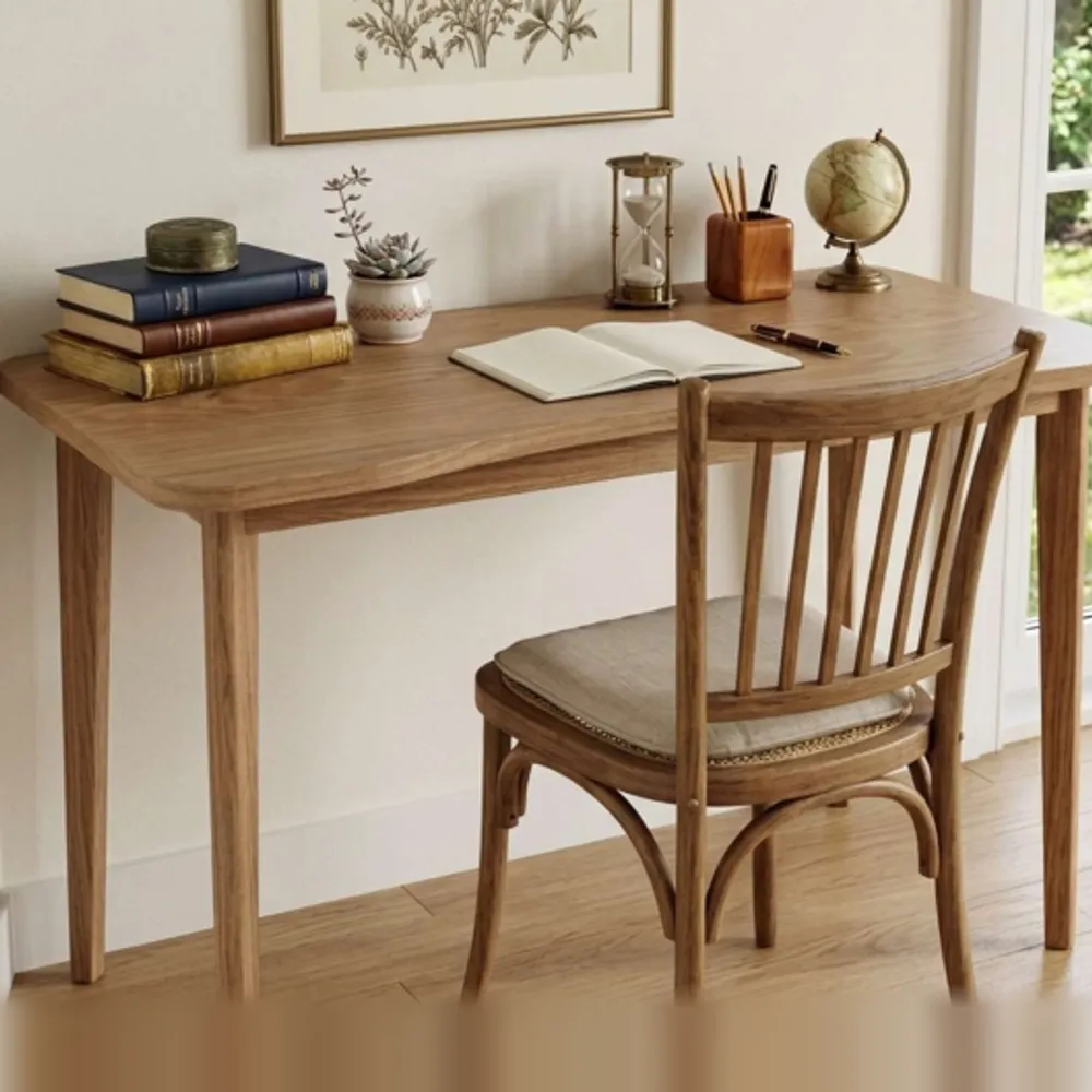 Bàn học mặt veneer chân gỗ
