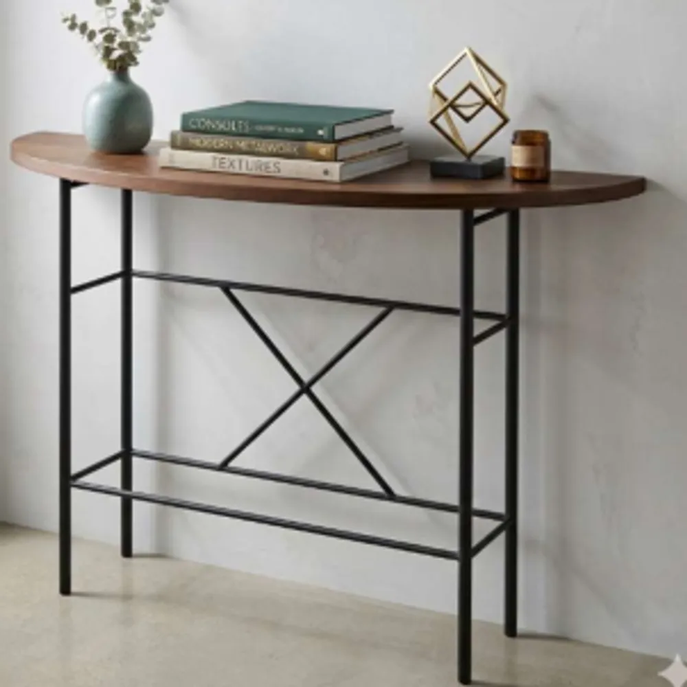 Bàn console bán nguyệt chân sắt